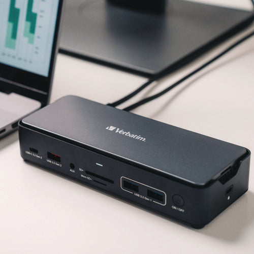 Verbatim Usb-c Pro Docking Station 15-in-1 256gb Vi3000 Ssd Audio/displayport/hdmi/micro Sd/rj45/sd/usb-a/usb-c Gray