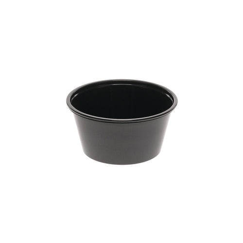 Pactiv Evergreen Plastic Portion Cup 3.25 Oz Black 3000/Case