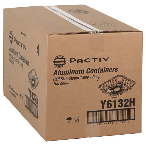 Pactiv Evergreen Aluminum Steam Table Pan Half-size Deep 2.6" Deep 11.8x9.4 100/Case