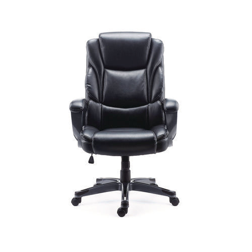 Alera Kirkdale Bonded Leather Manager Chair Supports Up To 275 Lb 16.18 To 22.76 Seat Height Black Seat/back Black Base