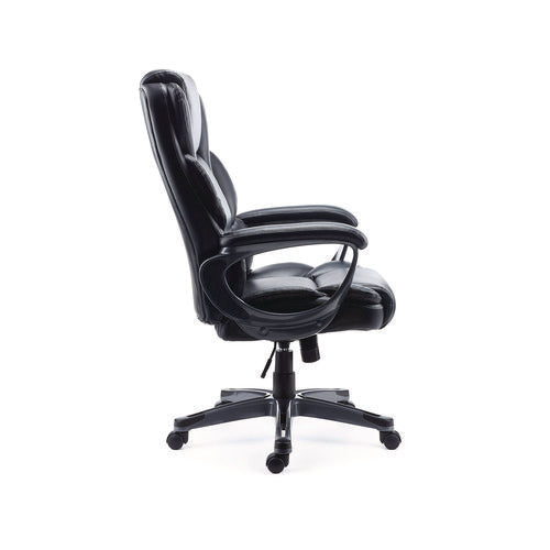 Alera Kirkdale Bonded Leather Manager Chair Supports Up To 275 Lb 16.18 To 22.76 Seat Height Black Seat/back Black Base