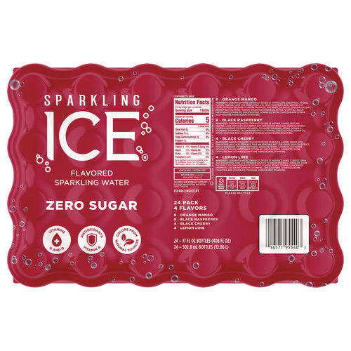 Sparkling ICE Fruit Frenzy Variety Pack Assorted Flavors 17 Oz Bottle 24/Case