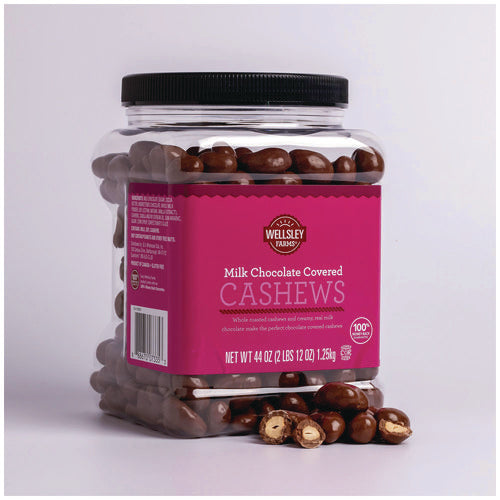 Wellsley Farms Milk Chocolate Covered Cashews 44 Oz Jar