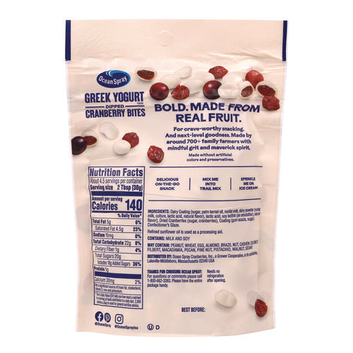 Ocean Spray Greek Yogurt Dipped Cranberry Bites Cranberry/yogurt 5 Oz Bag 12/Case