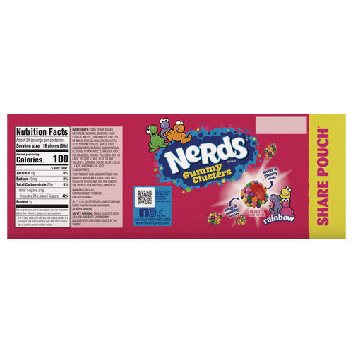 NERDS Rainbow Gummy Clusters Share Pack Assorted Flavors 3 Oz Packet 12/Case