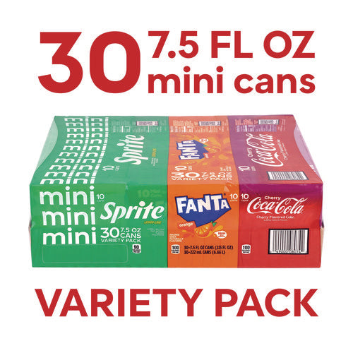 Coca-Cola Mini Cans Variety Pack Assorted Flavors 7.5 Oz Can 30/Case