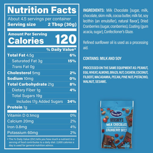Ocean Spray Milk Chocolate Dipped Cranberry Bites Cranberry/chocolate 5 Oz Bag 12/Case