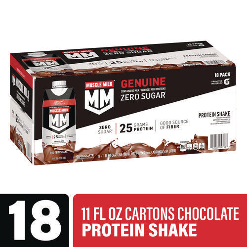 MUSCLE MILK PROTEIN Genuine Chocolate Protein Shake 11 Oz Carton 18/Case