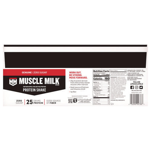 MUSCLE MILK PROTEIN Genuine Chocolate Protein Shake 11 Oz Carton 18/Case