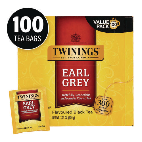 TWININGS Tea Bags Earl Grey Individually Wrapped 100/Case