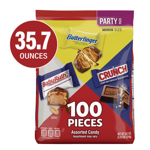 Butterfinger Assorted Party Candy Pack Mini Chocolate 35.7 Oz Bag 100 Pieces