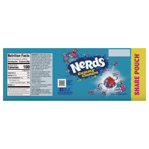 NERDS Very Berry Clusters Share Pack Berry 3 Oz Packet 12/Case