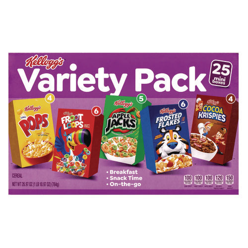 Kellogg's Cereal Assortment Pack Assorted Flavors Single Serve Box 25/Case