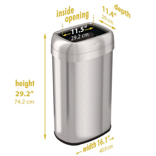 HLS Commercial Open Top Trash Can Oval 16 Gal Plastic/stainless Steel Silver
