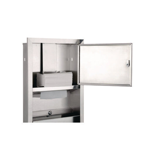Alpine Industries Recessed Commercial Paper Towel Dispenser With 2 Gal Waste Receptacle 28x4.3x14 Stainless Steel