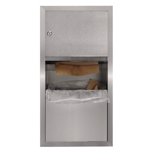 Alpine Industries Recessed Commercial Paper Towel Dispenser With 2 Gal Waste Receptacle 28x4.3x14 Stainless Steel