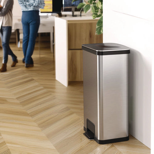 HLS Commercial Step Pedal Trash Can With Airstep Technology 18 Gal Stainless Steel Silver