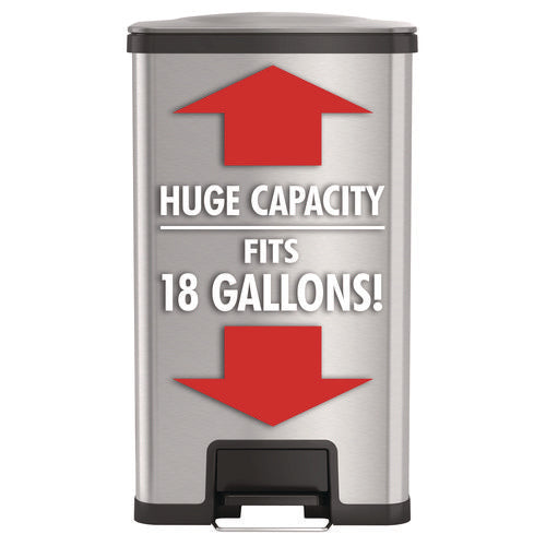 HLS Commercial Step Pedal Trash Can With Airstep Technology 18 Gal Stainless Steel Silver