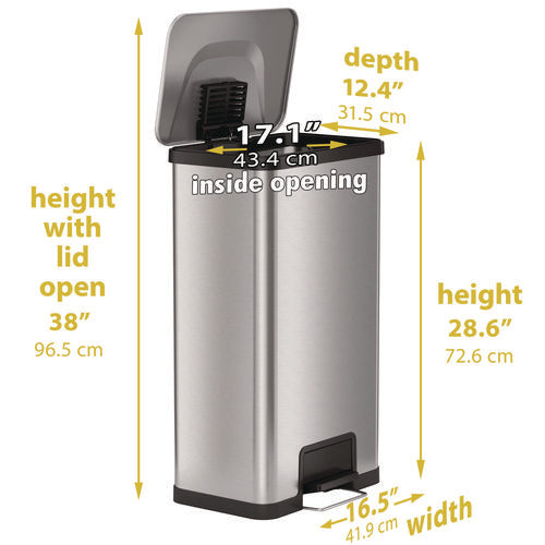 HLS Commercial Step Pedal Trash Can With Airstep Technology 18 Gal Stainless Steel Silver