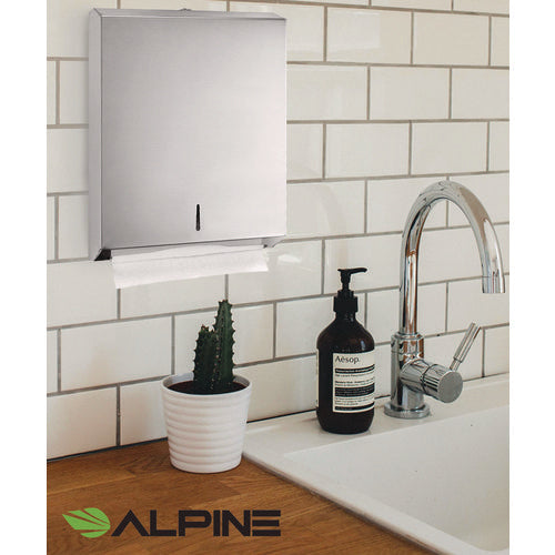 Alpine Industries Vertical C-fold/multi-fold Paper Towel Dispenser 14.5x4x11.2 Brushed Stainless Steel