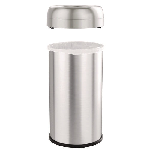 HLS Commercial Open Top Trash Can Round 16 Gal Plastic/stainless Steel Silver
