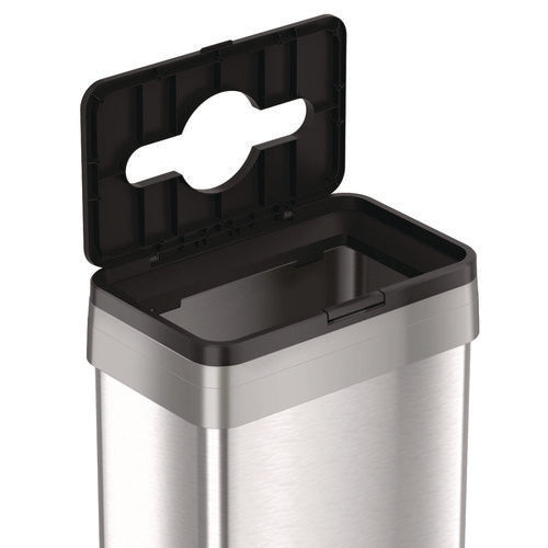 HLS Commercial Open Top Trash Bin With Wheels And Color-coded Lid 21 Gal Plastic/stainless Steel Silver/black