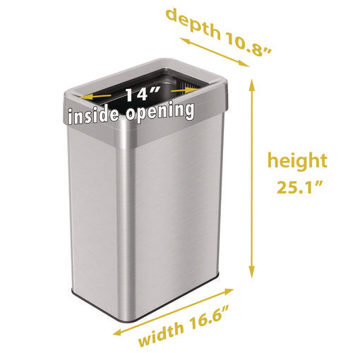 HLS Commercial Open Top Trash Can Rectangular 16 Gal Plastic/stainless Steel Silver