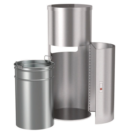 HLS Commercial Side-entry Trash Can With Gym Wipe Dispenser 9 Gal Stainless Steel Silver