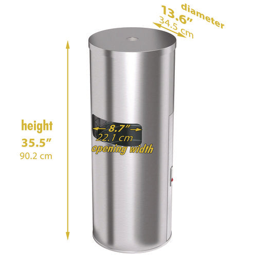 HLS Commercial Side-entry Trash Can With Gym Wipe Dispenser 9 Gal Stainless Steel Silver