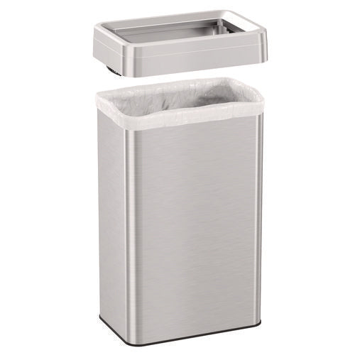 HLS Commercial Open Top Trash Can Rectangular 18 Gal Plastic/stainless Steel Silver