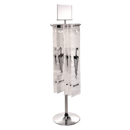 Alpine Industries Wet Umbrella Bag Wrapper Stand With 100 Long Bags Stainless Steel 12x12x48 Silver