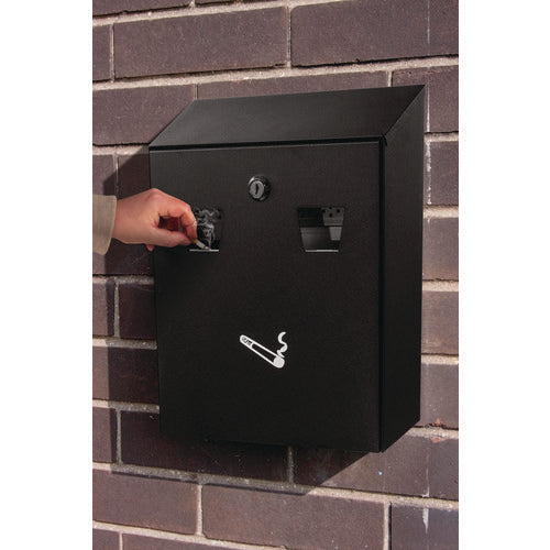 Alpine Industries Wall-mounted Safe Cigarette Disposal Station Outdoor Ashtray Stainless Steel Black