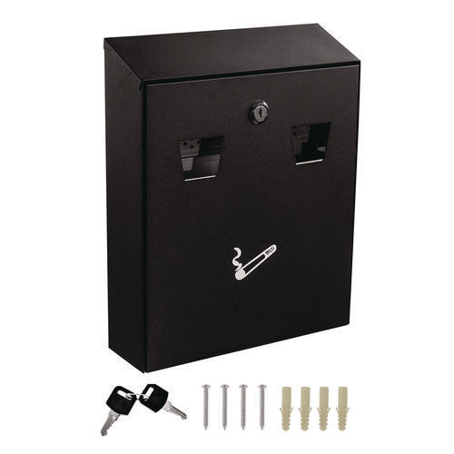 Alpine Industries Wall-mounted Safe Cigarette Disposal Station Outdoor Ashtray Stainless Steel Black