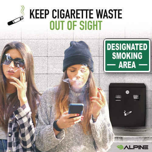 Alpine Industries Wall-mounted Safe Cigarette Disposal Station Outdoor Ashtray Stainless Steel Black