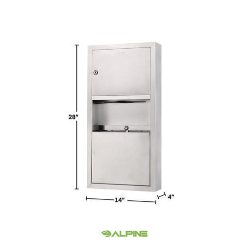 Alpine Industries Stainless Steel Surface-mounted Paper Towel Dispenser With Waste Receptacle 28x4x14