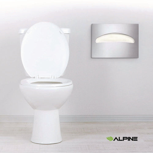 Alpine Industries Stainless Steel Brushed Half-fold Toilet Seat Cover Dispenser 15.7x2x11.8