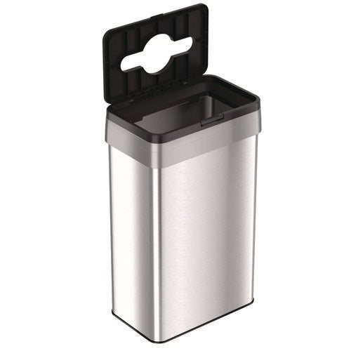 HLS Commercial Open Top Trash Can With Color-coded Lid 21 Gal Plastic/stainless Steel Silver/black