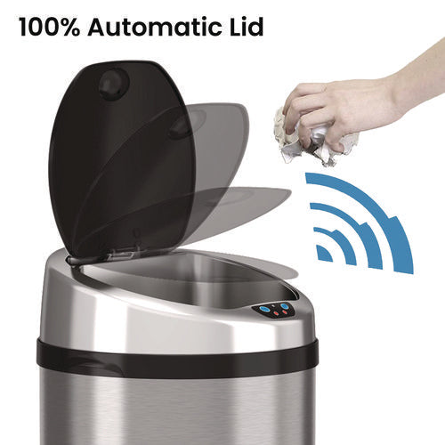 HLS Commercial Sensor Trash Can 8 Gal Plastic/stainless Steel Silver