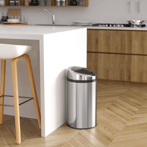 HLS Commercial Sensor Trash Can 8 Gal Plastic/stainless Steel Silver