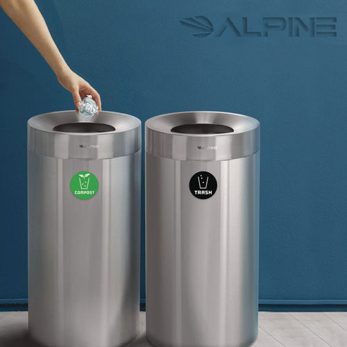 Alpine Industries 27 Gallon Stainless Steel Compost Bin And Trash Can Brushed Stainless Steel