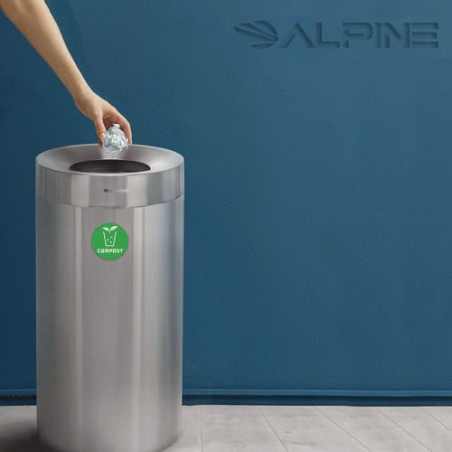 Alpine Industries 27 Gallon Stainless Steel Compost Can Brushed Stainless Steel