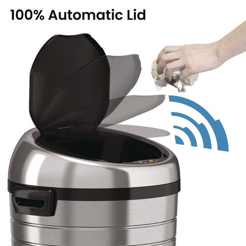 HLS Commercial Extra-large Sensor Trash Can With Wheels 23 Gal Plastic/stainless Steel Silver/black