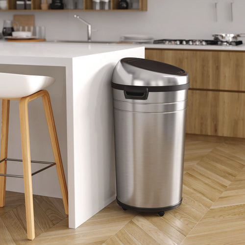 HLS Commercial Extra-large Sensor Trash Can With Wheels 23 Gal Plastic/stainless Steel Silver/black