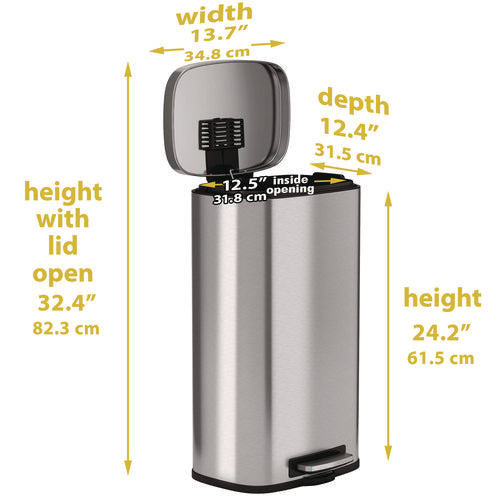 HLS Commercial Step Pedal Trash Can 8 Gal Plastic/stainless Steel Silver