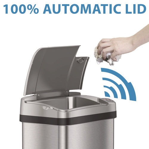 HLS Commercial Rectangular Sensor Trash Can 2.5 Gal Plastic Silver