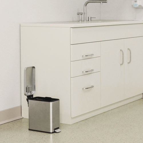 HLS Commercial Step Pedal Trash Can 3 Gal Plastic/stainless Steel Silver