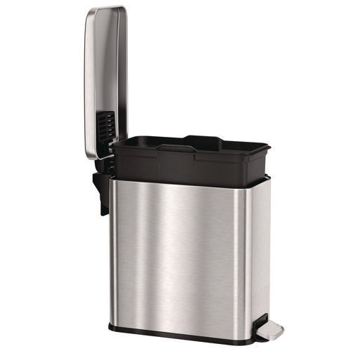 HLS Commercial Step Pedal Trash Can 3 Gal Plastic/stainless Steel Silver