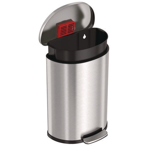 HLS Commercial Step Pedal Trash Can 13 Gal Half-round Plastic/stainless Steel Silver