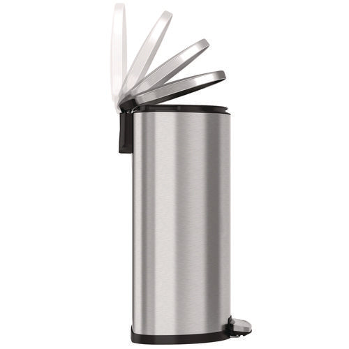 HLS Commercial Step Pedal Trash Can 13 Gal Half-round Plastic/stainless Steel Silver