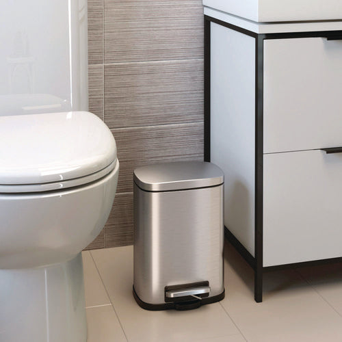 HLS Commercial Step Pedal Trash Can 1.3 Gal Plastic/stainless Steel Silver